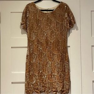 Rachel Gilbert gold sequin vintage style dress